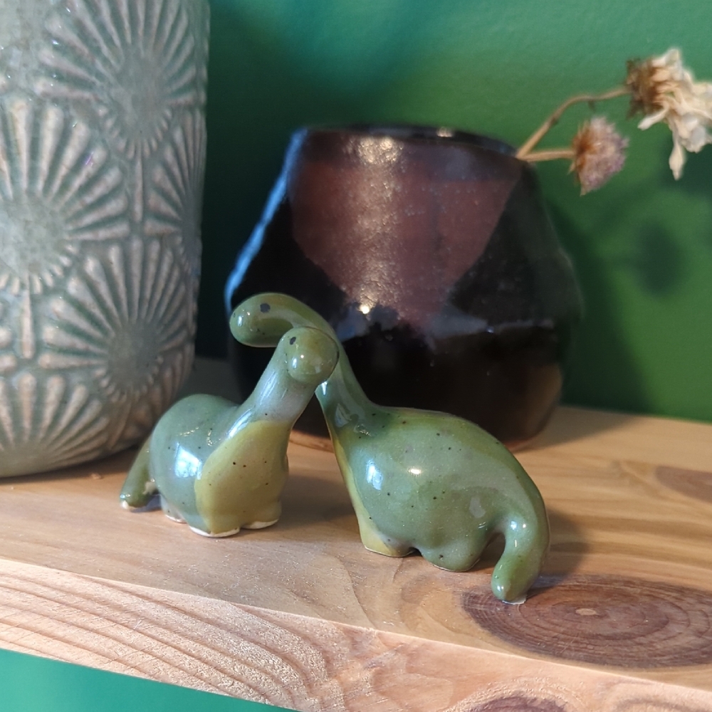 Green Ceramic Dinosaur Figurines